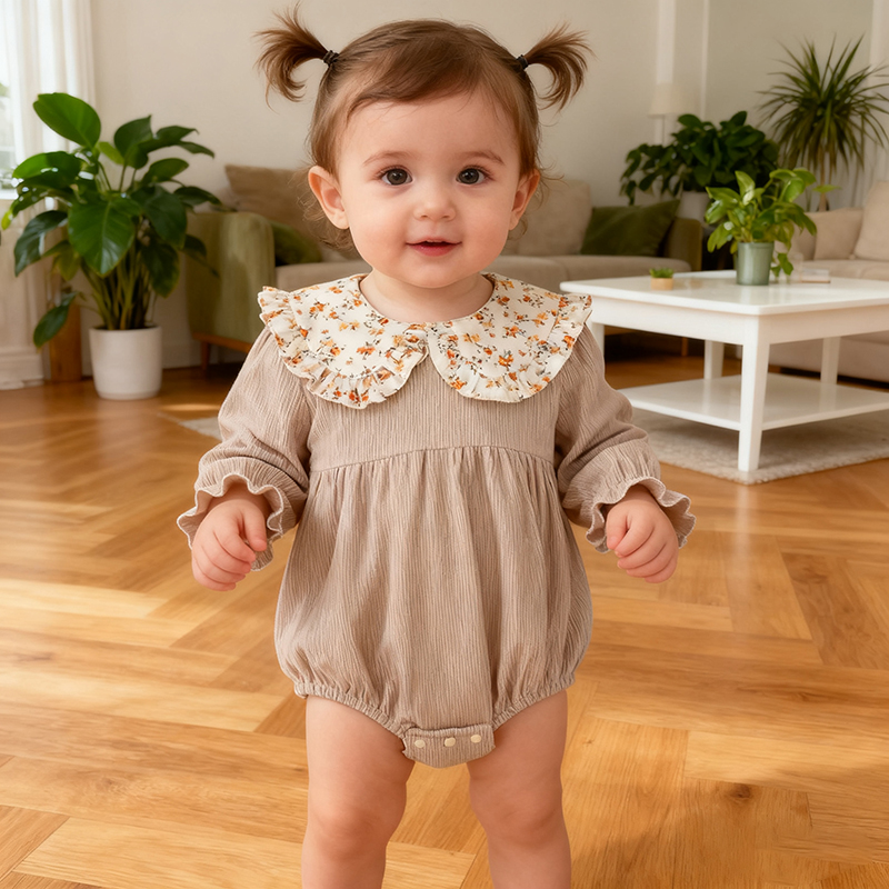 Newborn Baby Girl Romper Floral - Primavera Vintage Neonato Neonate Pagliaccetto Velluto